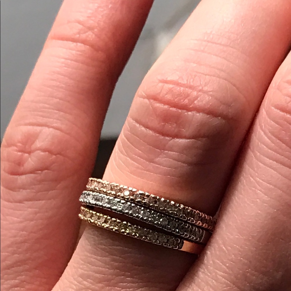 Rose Gold/Silver/Gold plated set of rings band .NW - Picture 3 of 5